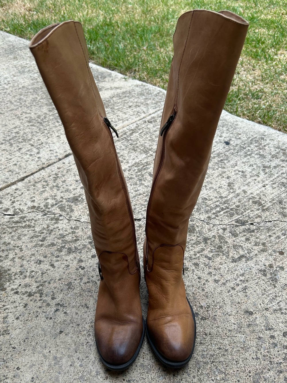 Vince Camuto Tall Over-the-Knee Leather Boots - Cognac Brown
